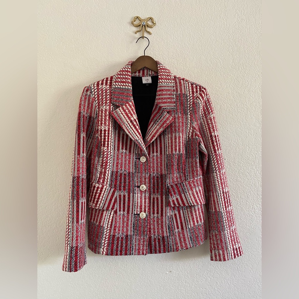 Cabi Women’s Size Medium Patchwork Blazer #6028 Red White Blue Career